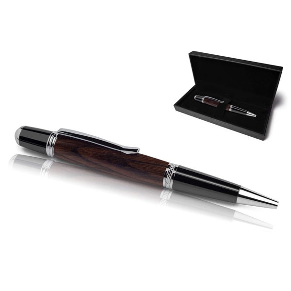 Handgefertigter Kugelschreiber aus Echtholz mit hochwertigem Etui als Geschenkset
